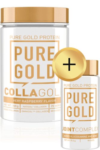 Pure Gold CollaGold Marha és Hal kollagén italpor hialuronsavval - málna 300g + Joint Complex 90 db csomagajánlat