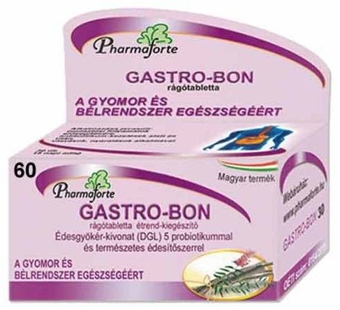 Pharmaforte Gastro-Bon édesgyökér rágótabletta 60 db