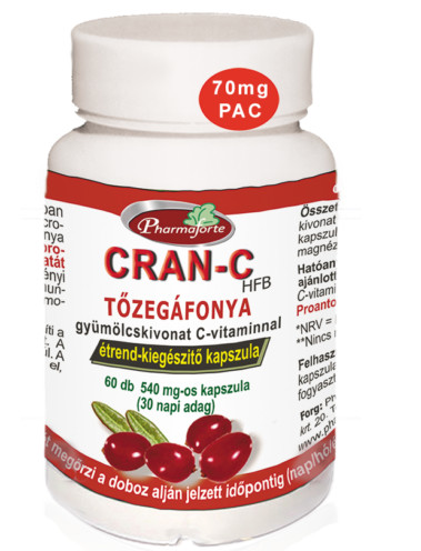 Pharmaforte Cran-C tőzegáfonya kapszula C-vitaminnal 60 db