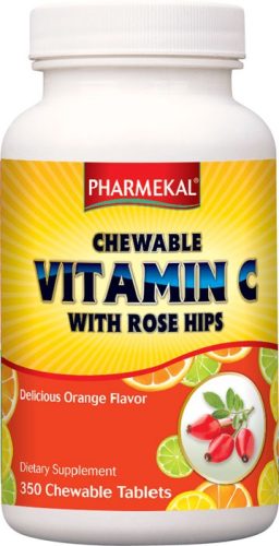 Pharmekal C-vitamin Rágótabletta Csipkebogyóval 350 db - narancs