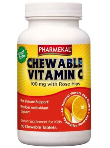 Pharmekal C-vitamin Rágótabletta Csipkebogyóval 90 db - narancs